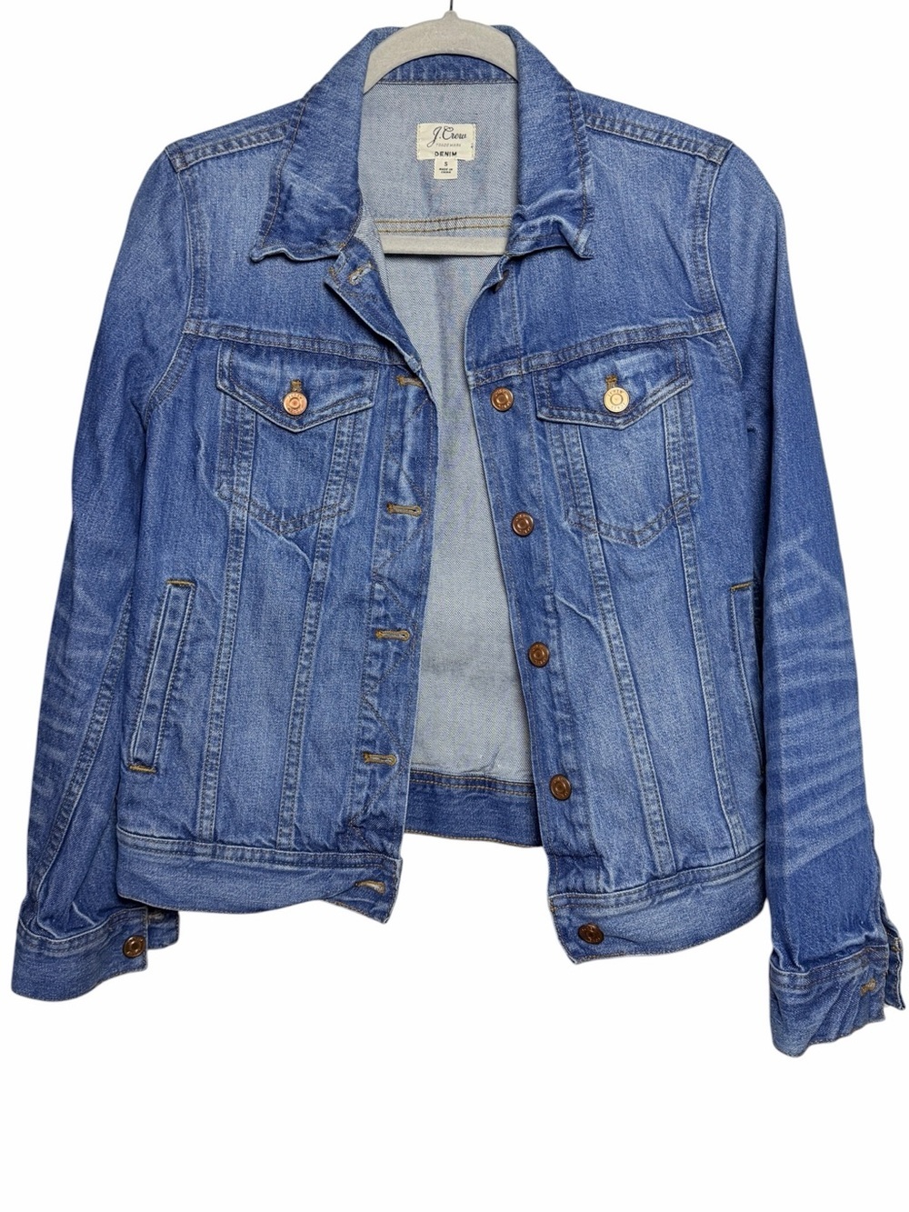 J.Crew Denim Classic Jean Jacket Medium Wash Stretch Trucker Size S